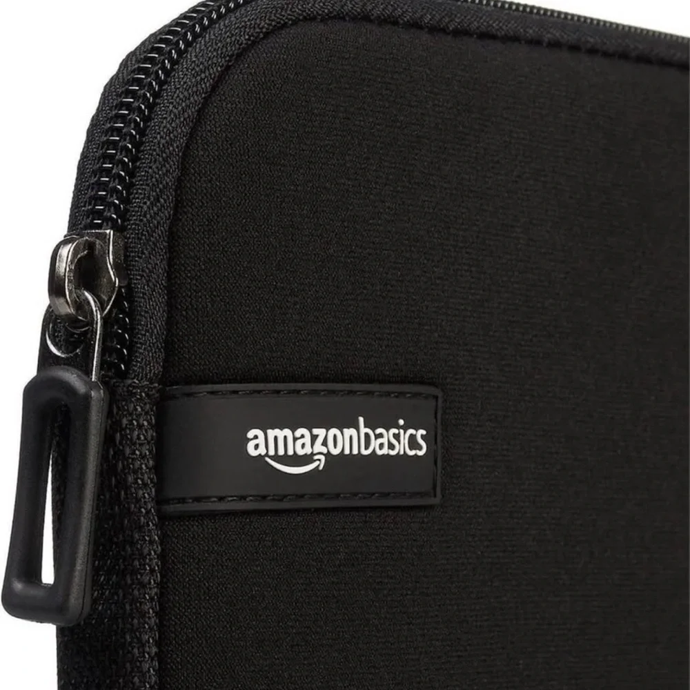 Black Tablet Sleeve with Soft Fabric and Silver Zipper 13.3”